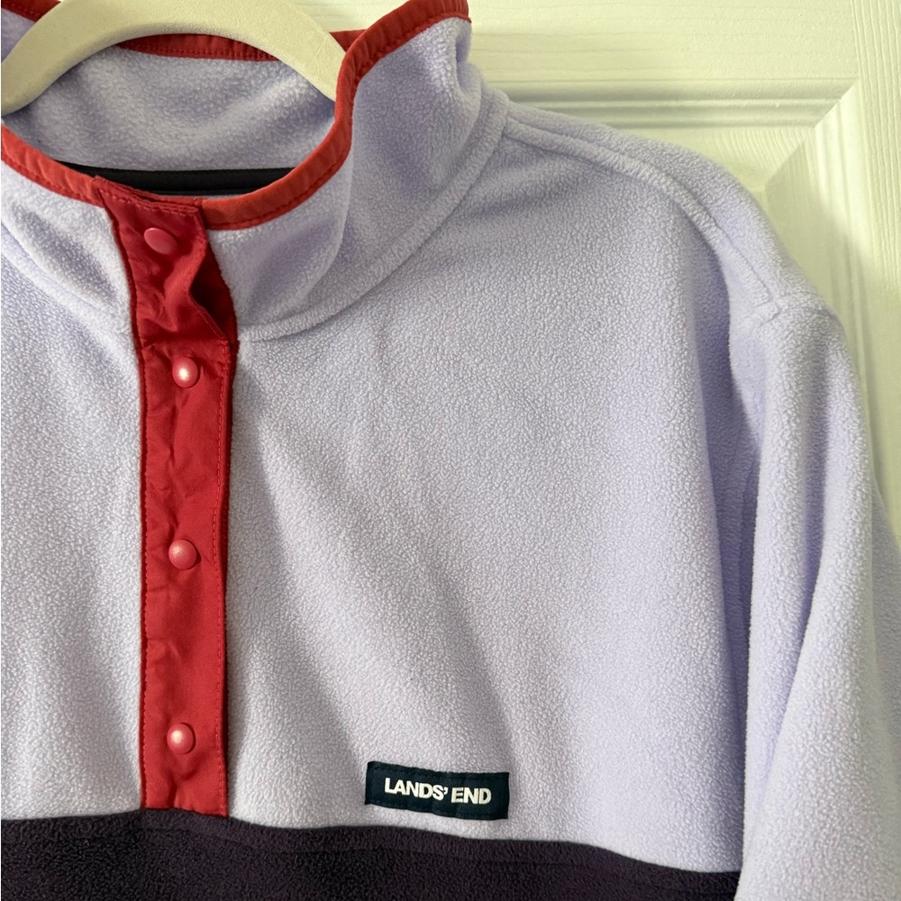 Lands' End 2X Women's Heritage Fleece Snap Neck Pullover 💜 - Picture 2 of 8